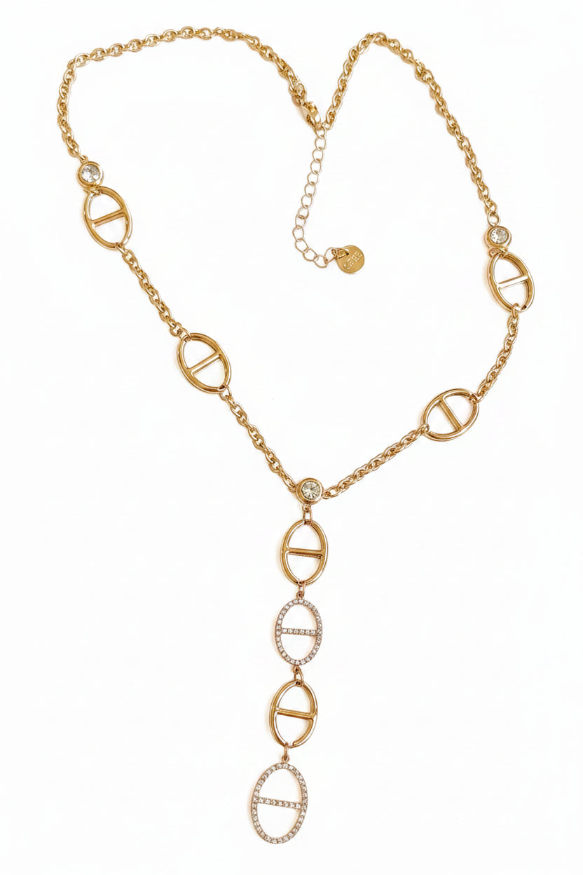 Collier doré mailles marine