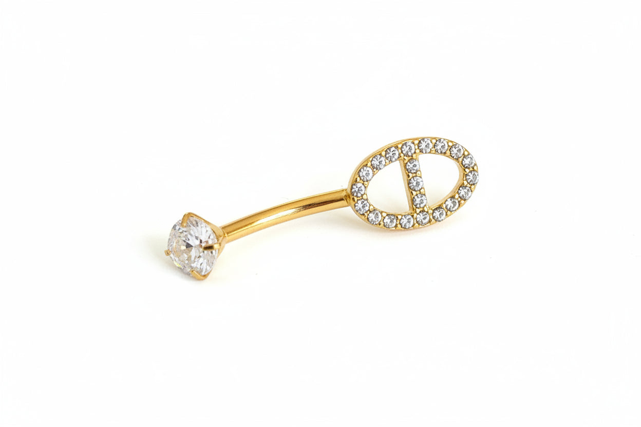 Piercing doré mailles marine