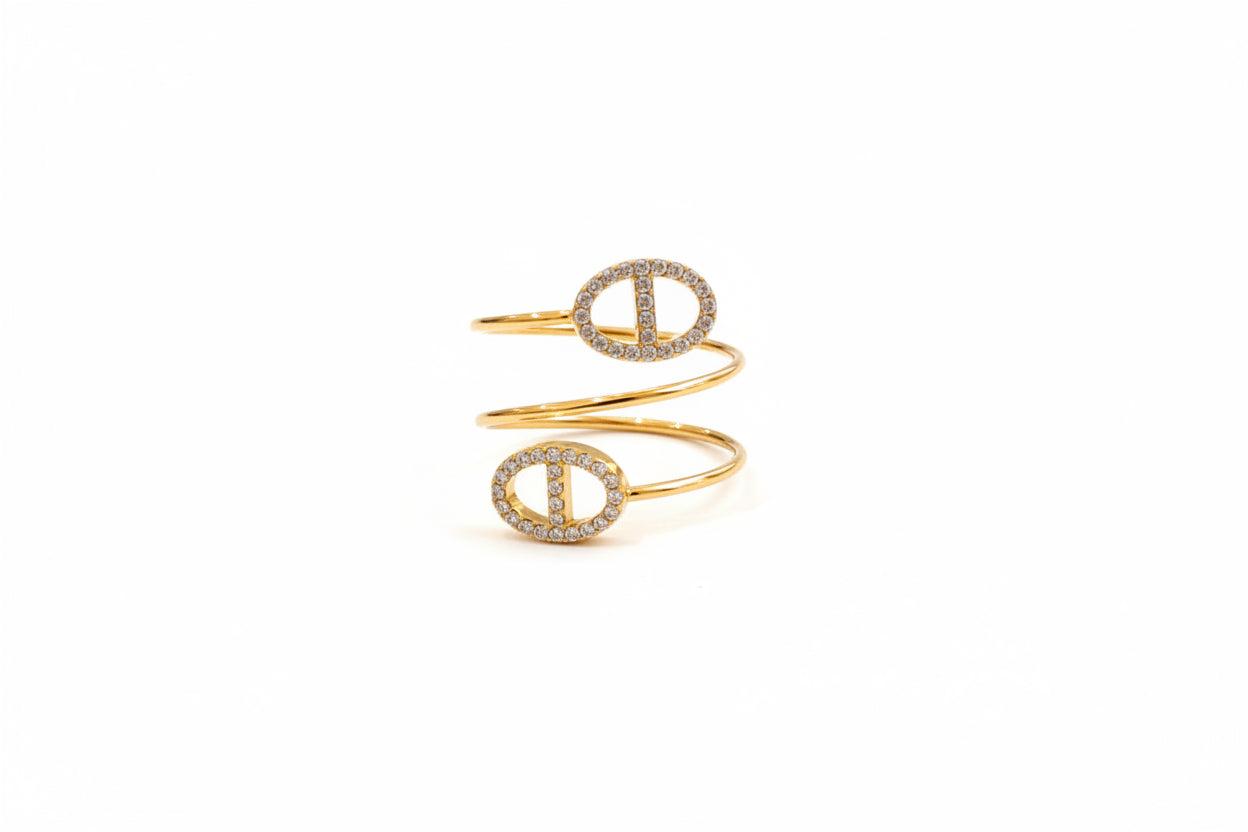 Bague dorée mailles marine