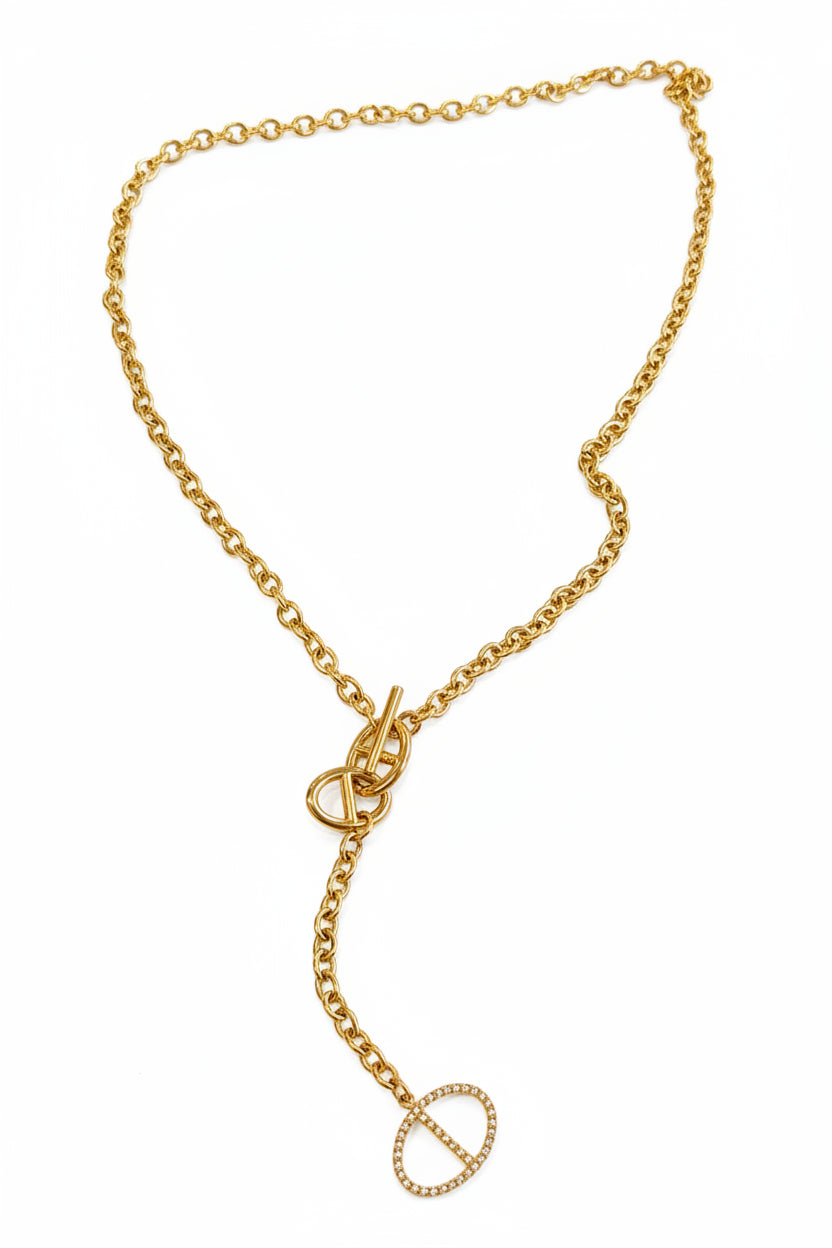 Collier doré mailles marine