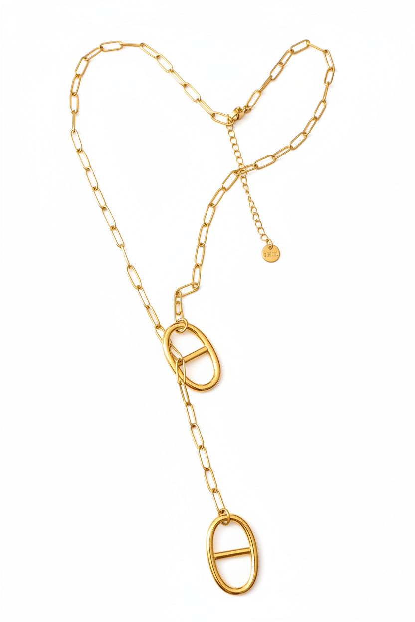Collier doré mailles marine