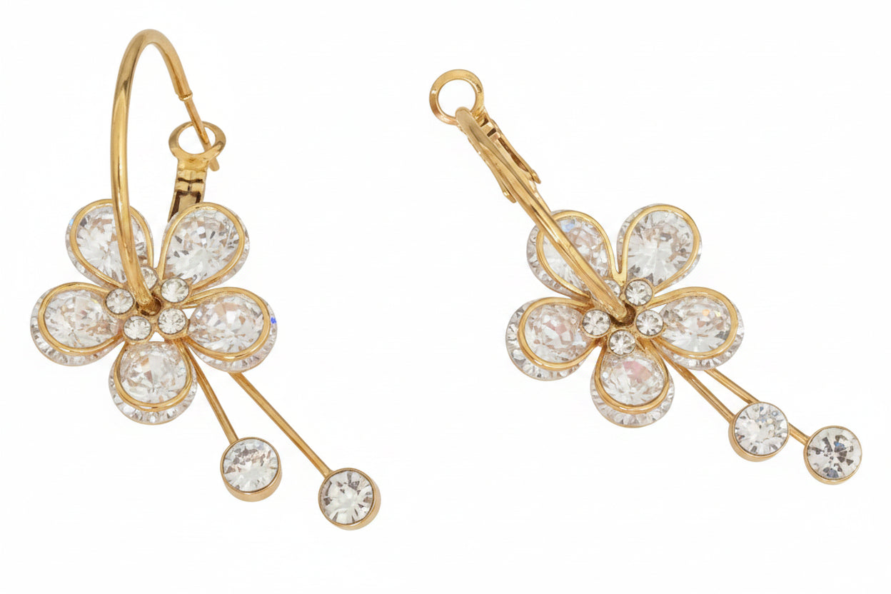 Boucles d'oreilles dorées fleurs