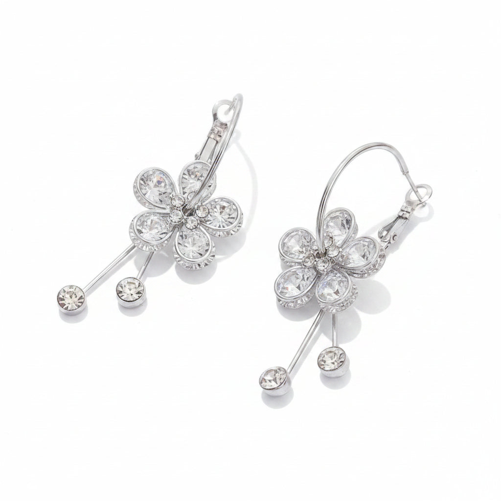 Boucles d'oreilles argentées fleurs