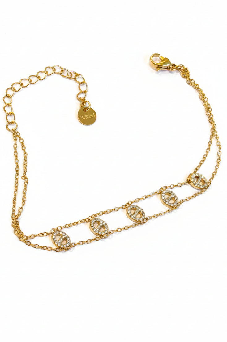 Bracelet doré mailles marine