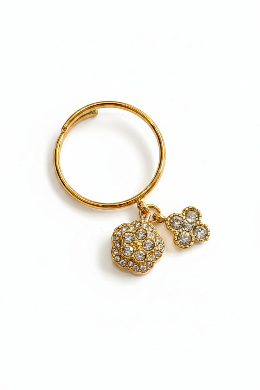 Bague dorée fleurs