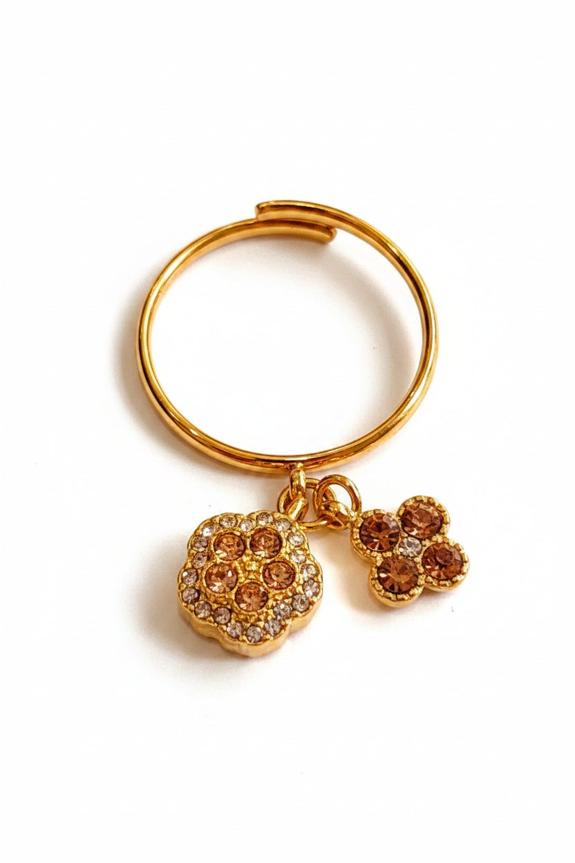 Bague dorée fleurs