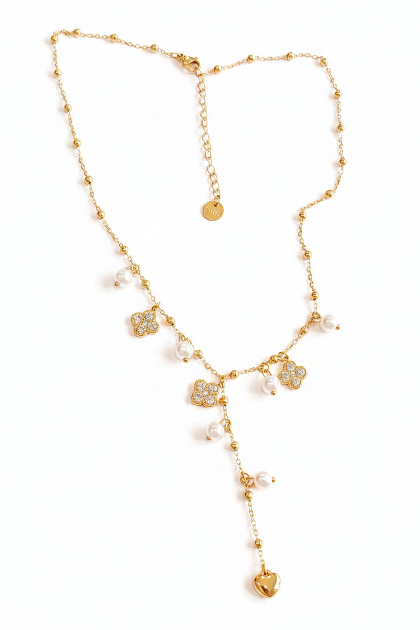 Collier y doré fleurs