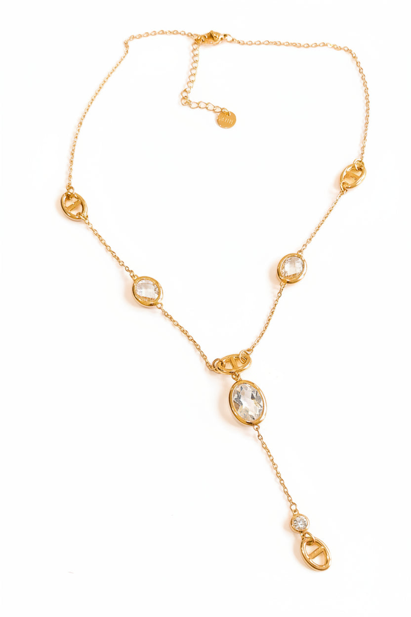 Collier doré mailles marine
